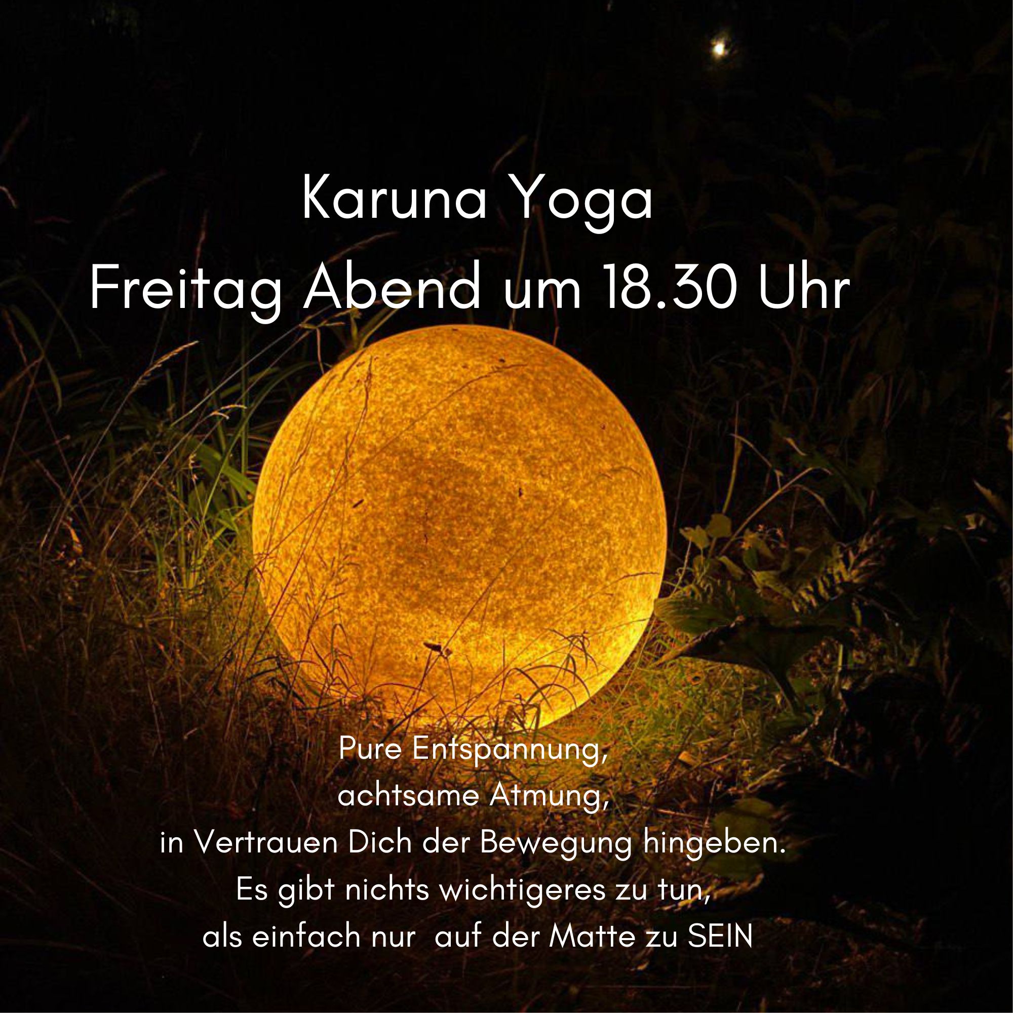 Karuna Yoga am Freitag Abend 2.11 um 18.30, Samstag 3.11 um 9 Uhr findet keine Yoga Stunde statt