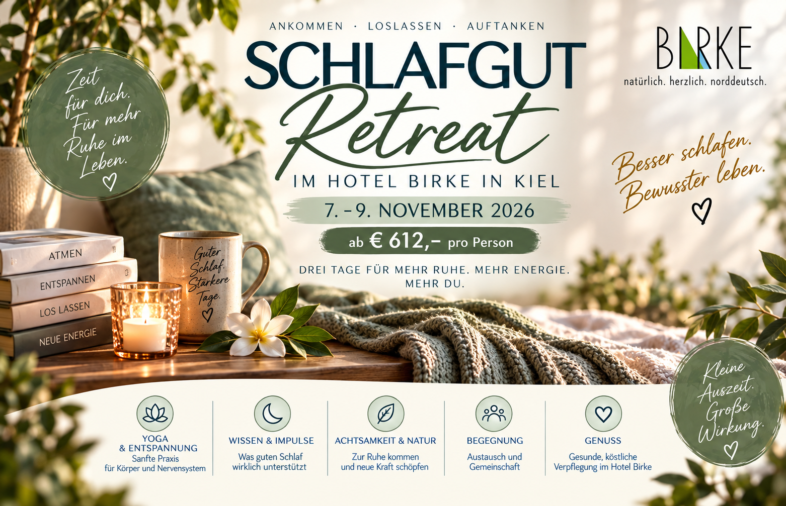 Schlaf Gut Retreat im Hotel Birke in Kiel 07. – 09. November 2026